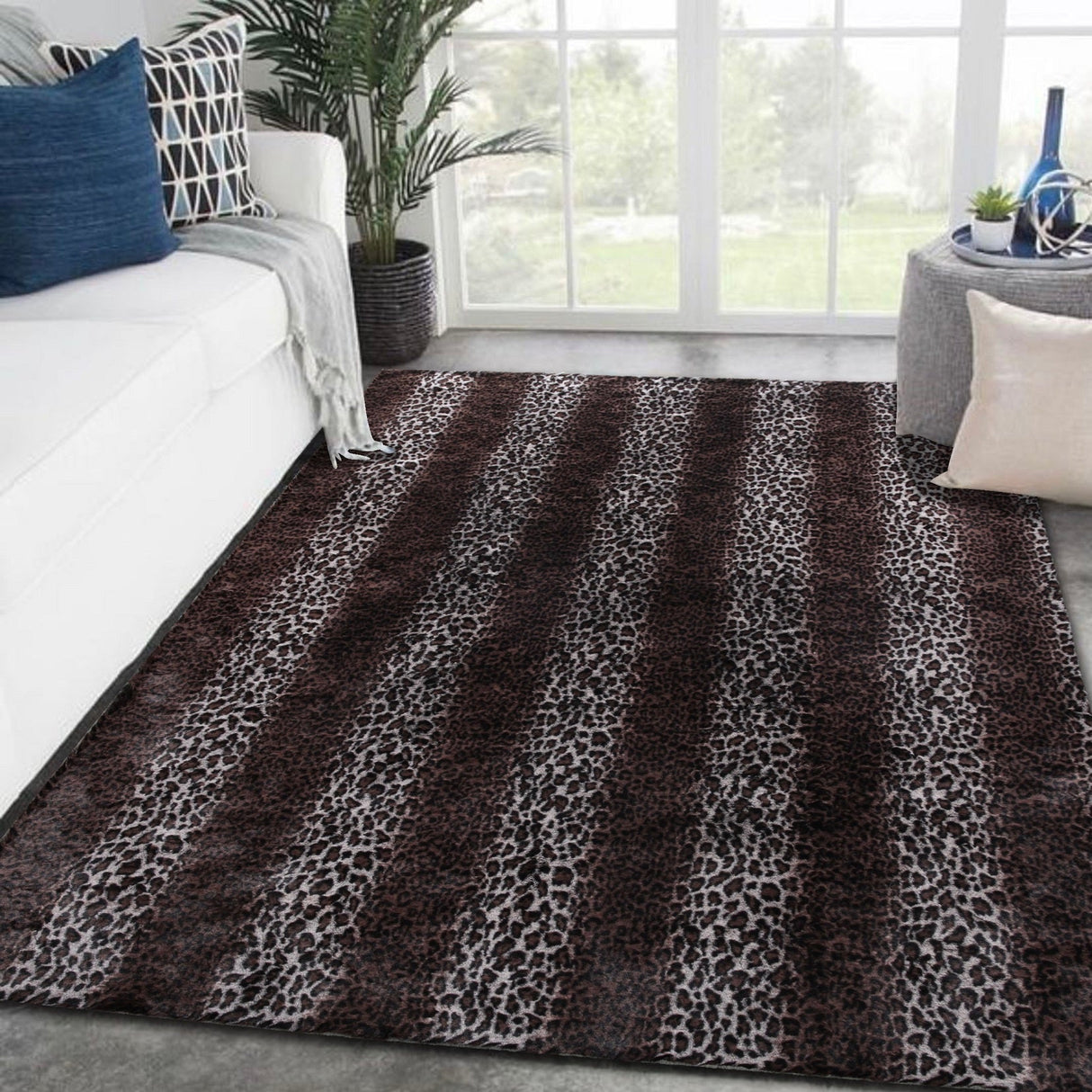 Leopard Cheetah Jaguar Feline Animal Print Faux Fur Fabric - Brown Animal Print, 1" Pile Height (1 Yard)