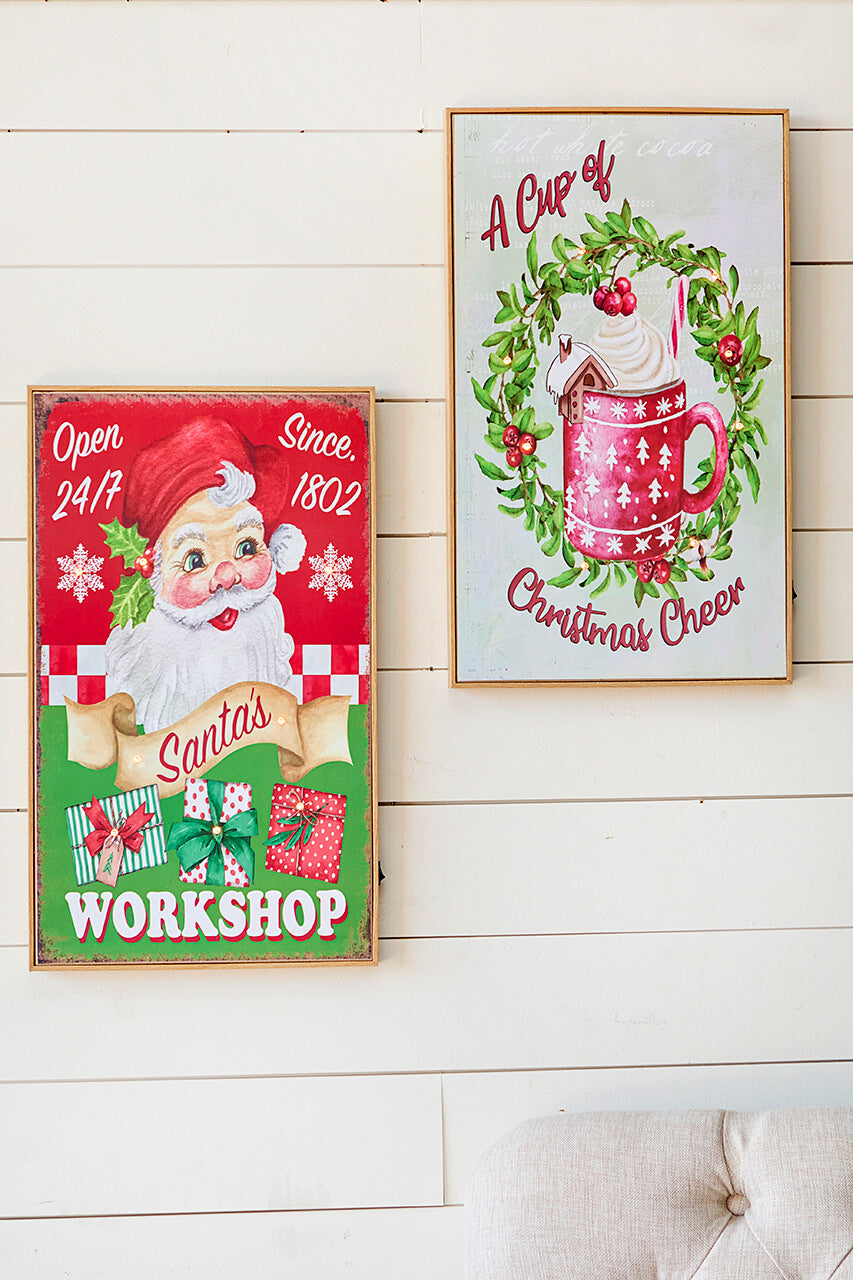 19.6" Lighted Wood Holiday Design Wall Sign