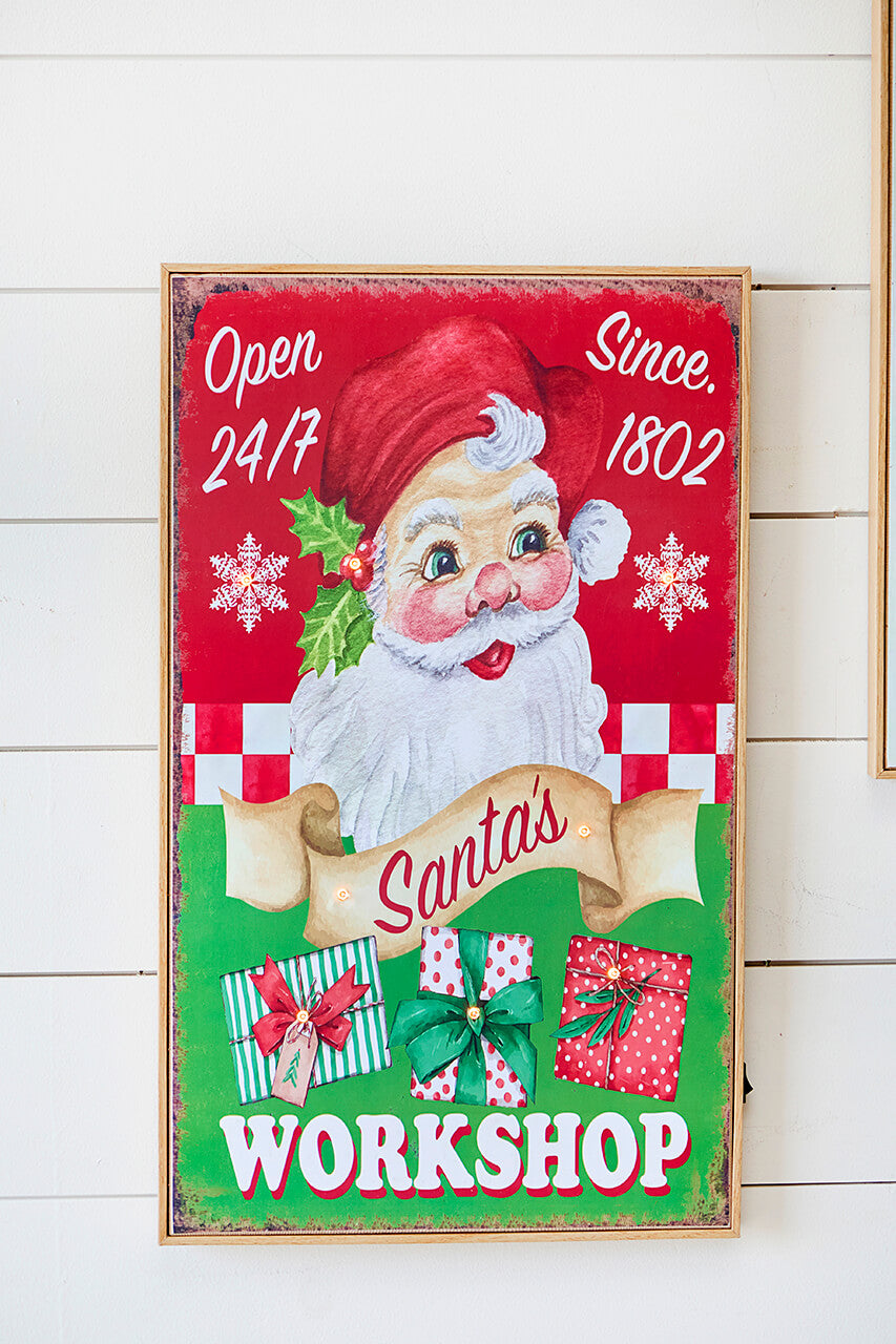 19.6" Lighted Wood Holiday Design Wall Sign