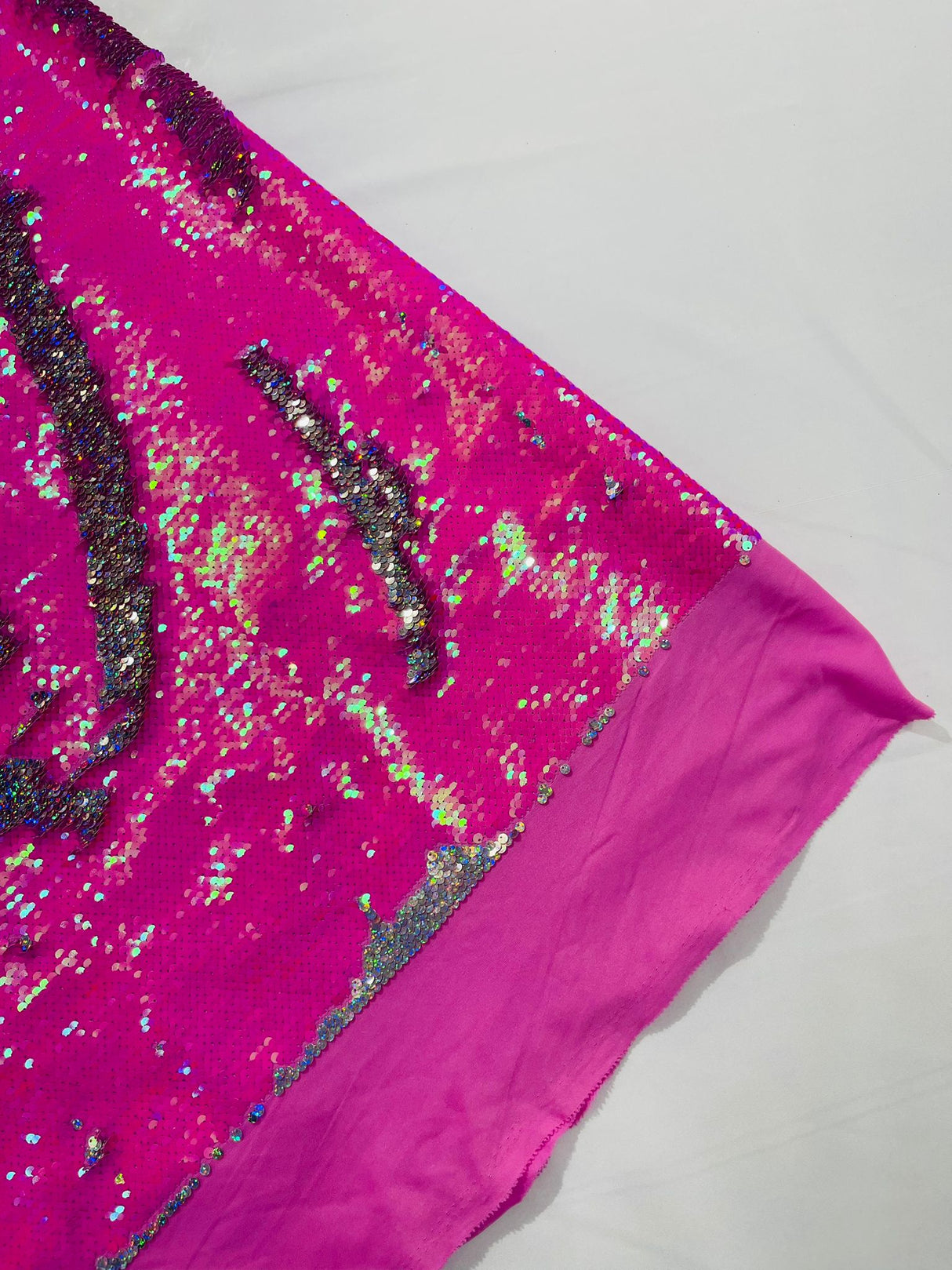 Reversible Flip Sequin Polyester Fabric - Green/Black Iridescent, 54" Width (1 Yard)