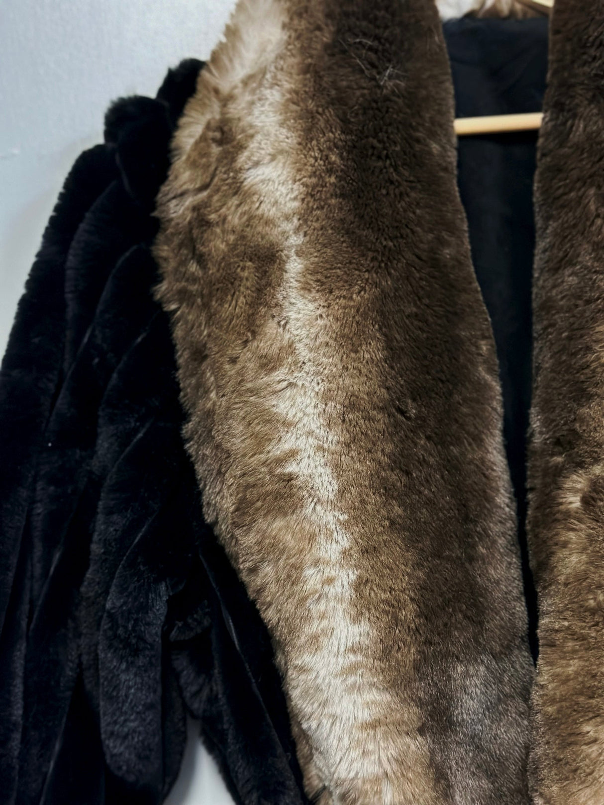 Faux Fur Long Sleeve Robe Coat Black - Plush Black Faux Fur Fabric, Long Sleeve, 100 Percent Polyester (1 Piece)