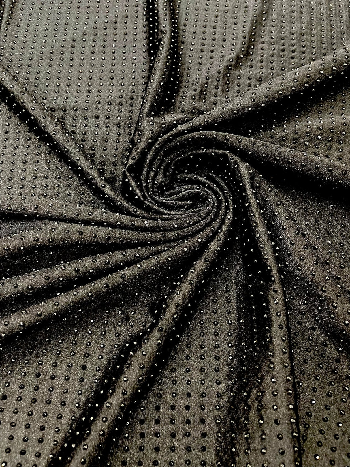 Rhinestone Nylon Spandex Fabric - Crystal Rhinestones, 54" Width (1 Yard)