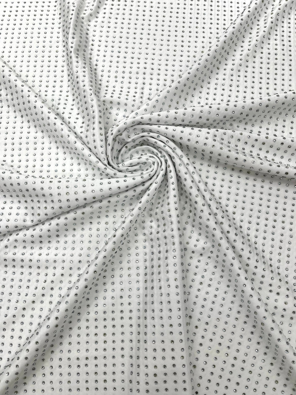 Rhinestone Nylon Spandex Fabric - Crystal Rhinestones, 54" Width (1 Yard)