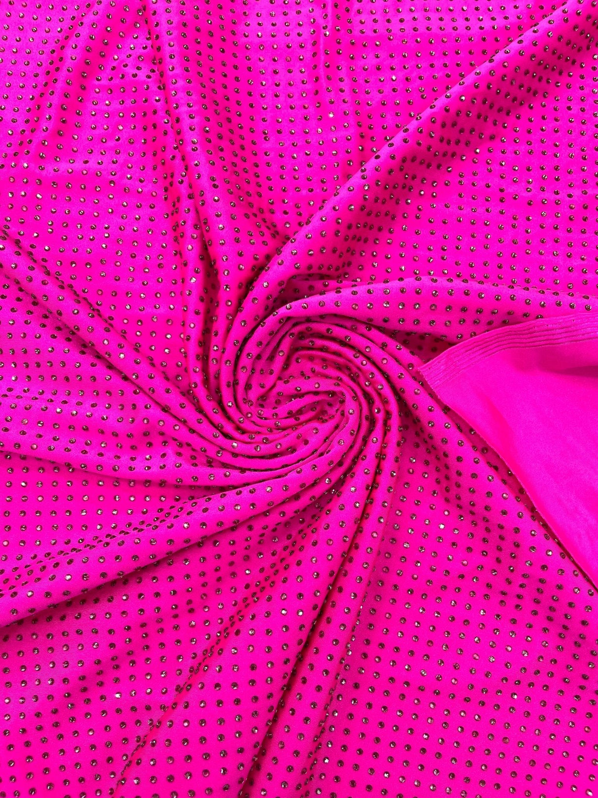 Rhinestone Nylon Spandex Fabric - Crystal Rhinestones, 54" Width (1 Yard)