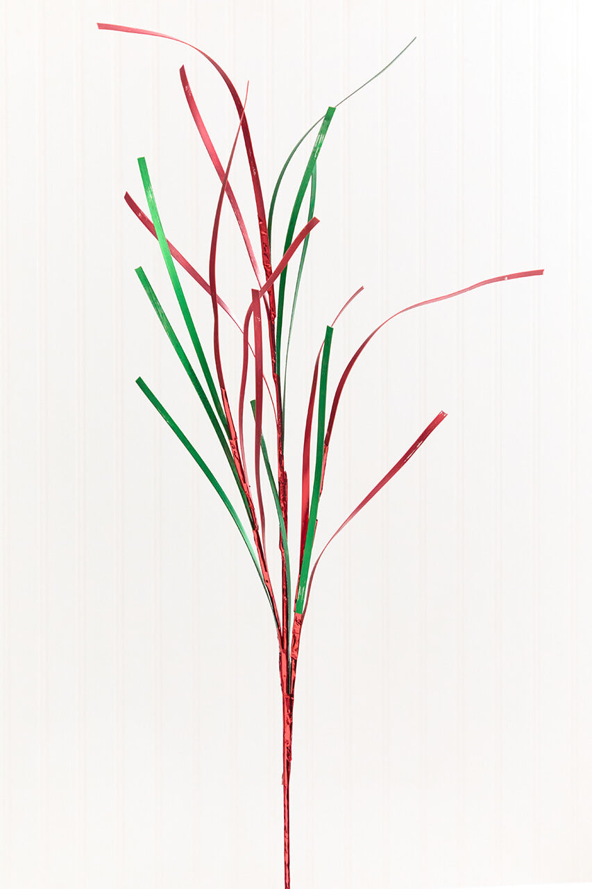 34" Red & Green Foil Grass Spray