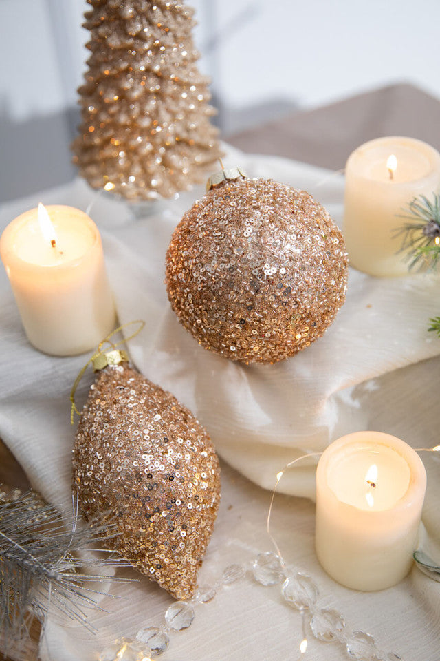 4" Rose Gold Glass Drop Ball Ornament Christmas Decor