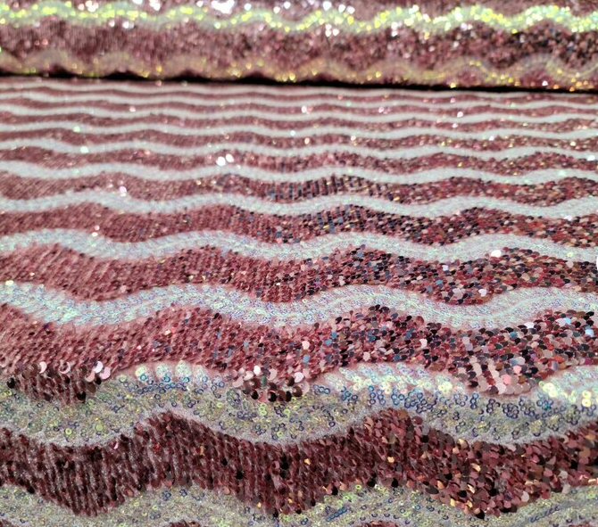 Sequin Stretch Velvet Dusty Rose