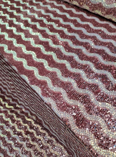 Sequin Stretch Velvet Dusty Rose