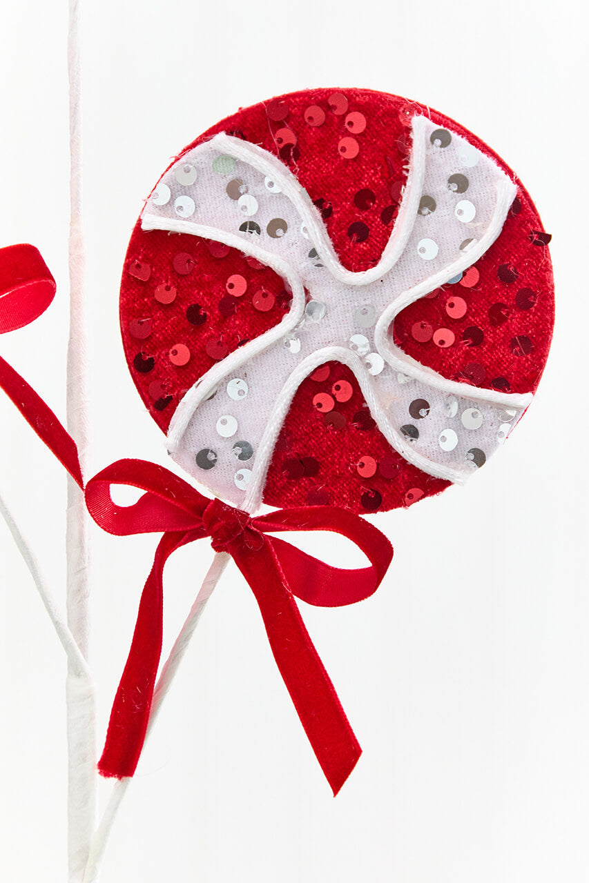 24" Sequin Peppermint Spray