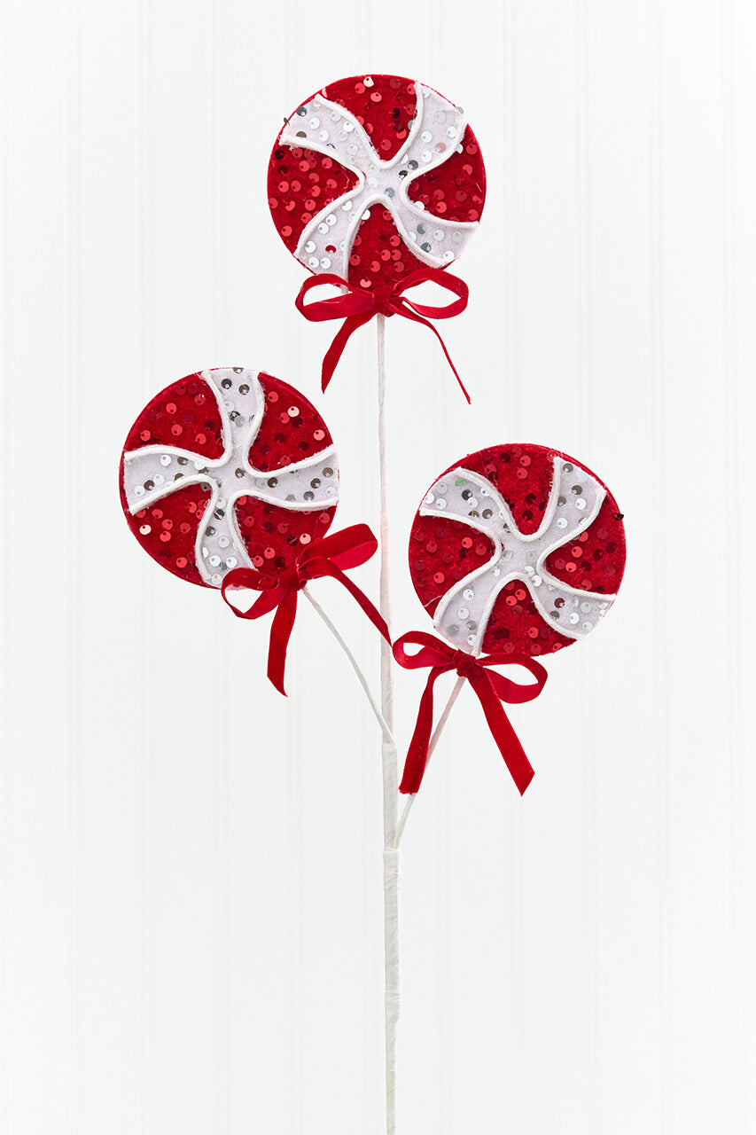 24" Sequin Peppermint Spray