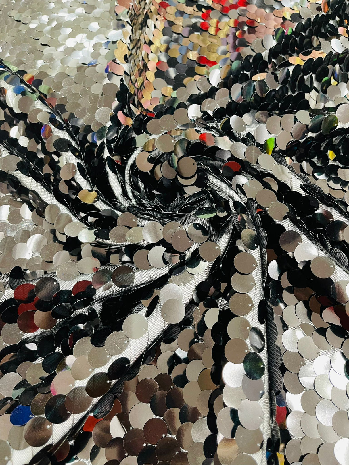 Round Sequin Polyester Fabric - Round Sequin, 54" Width (1 Yard)