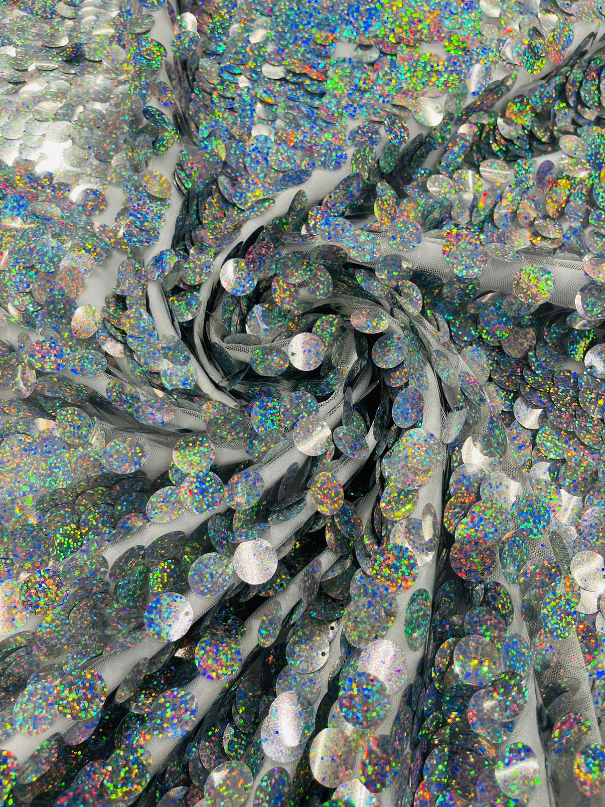 Round Sequin Polyester Fabric - Round Sequin, 54" Width (1 Yard)