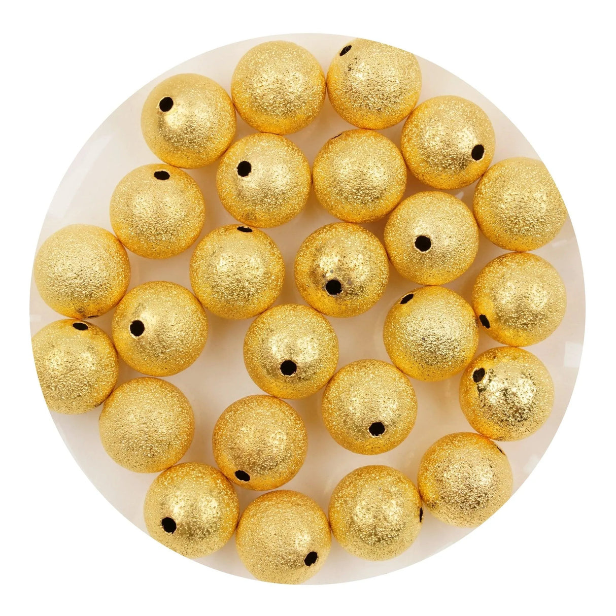 Round String Bead Brushed Metal - Gold (5 Beads - 12mm)