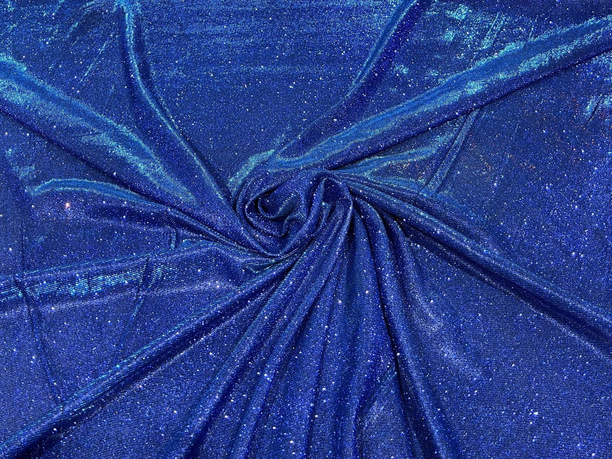 Royal Blue Moon Shadow Shimmer Glitter Fabric - Royal Blue, Full Glitter Covered Shimmer, 58/60" Width (1 Yard)