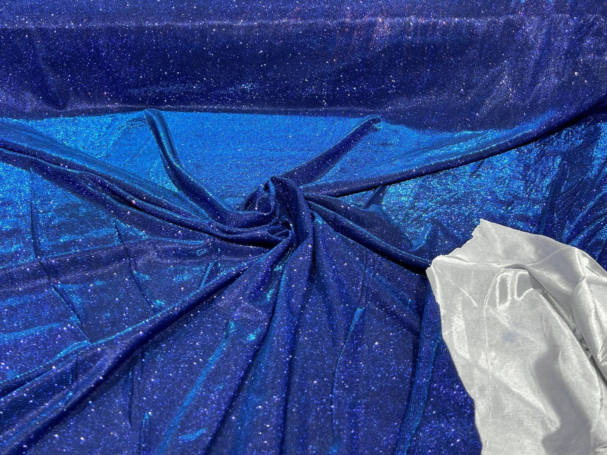 Royal Blue Moon Shadow Shimmer Glitter Fabric - Royal Blue, Full Glitter Covered Shimmer, 58/60" Width (1 Yard)