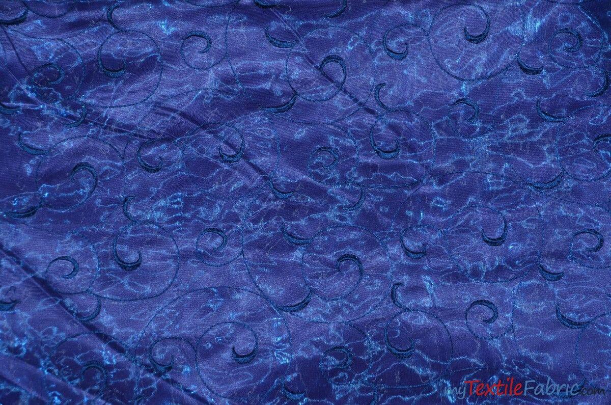 Swirl Organza Polyester Fabric - Embroidered Swirl Sheer, 52/54" Width, Multiple Colors (1 Yard)