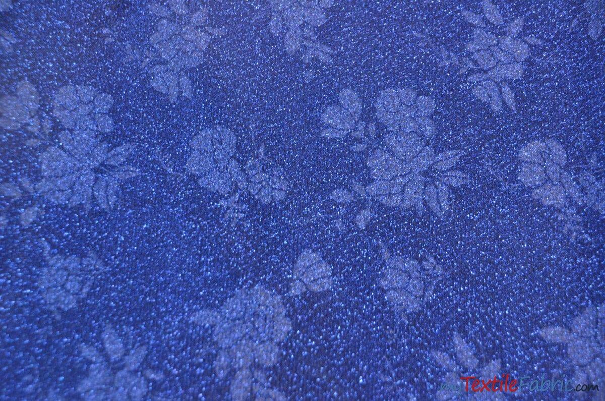 Embossed Floral Lurex Polyester Fabric - Metallic Embossed Floral Texture, 54" Width, 3 Colors (1 Yard)
