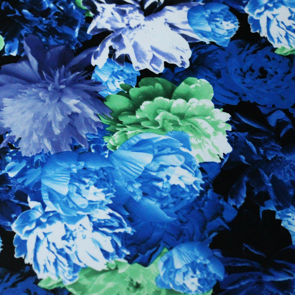 English Garden Polyester Spandex Fabric - Large Floral Print, Multiple Colors, 58-60" Width (1 Yard)