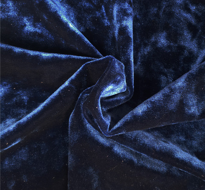Stretch Crushed Velvet Spandex Fabric - Royal, 58/60" Width