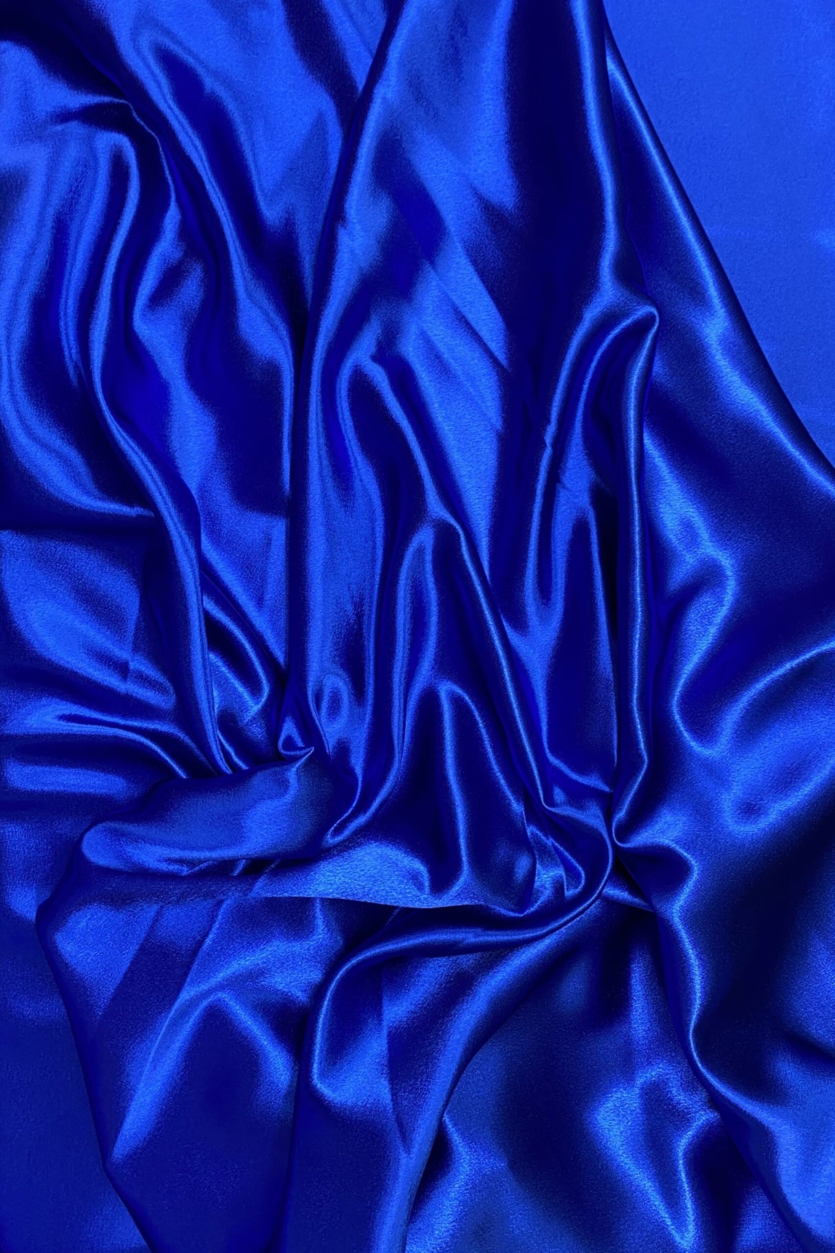 Crepe Satin Polyester Fabric - Royal Blue, Shiny, 58" Width (1 Yard)