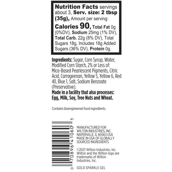 Wilton Gold Sparkle Gel – 3.5 oz.