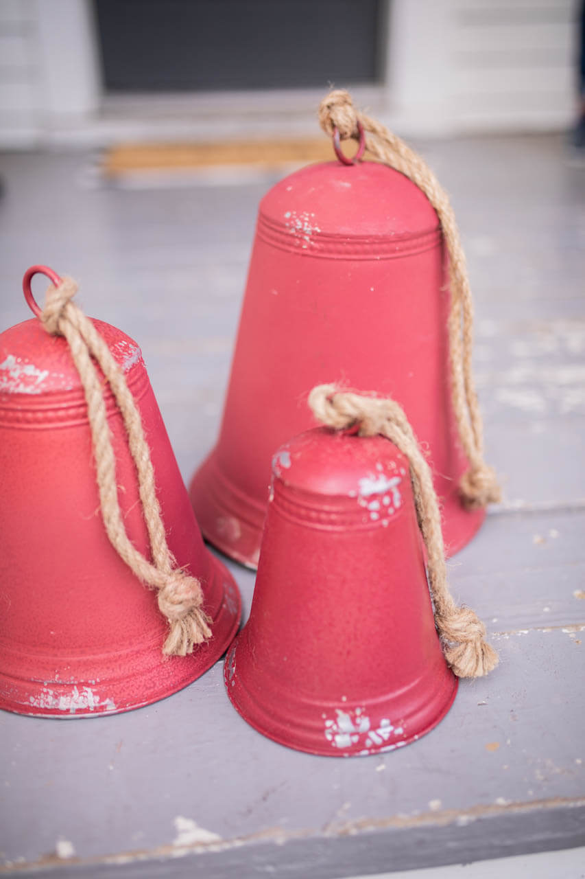 Red Tin Bells - Set of 3
