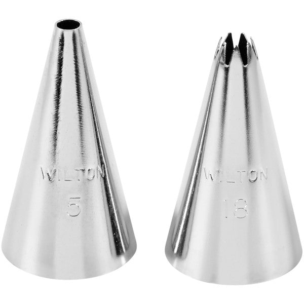 Wilton Open Star and Round Cake Decorating Tip Set, 2-Piece Tip 5 and 18