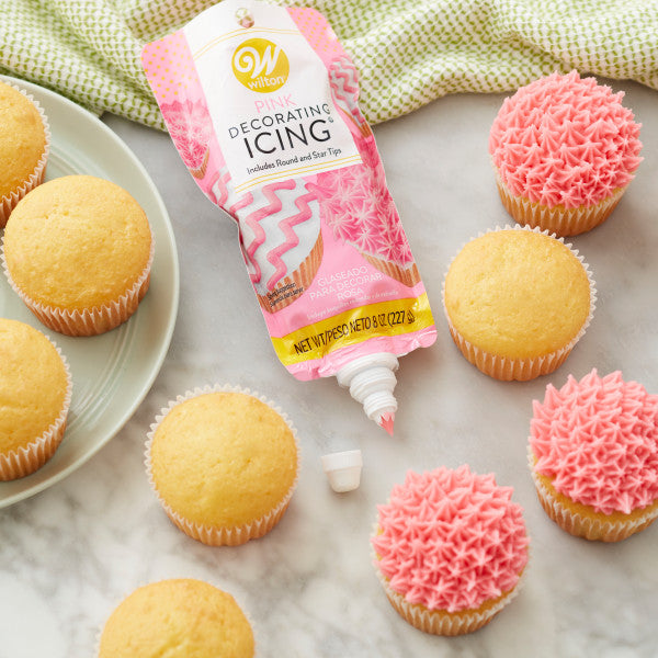 Wilton Pink Icing Pouch with Tips, 8 oz.