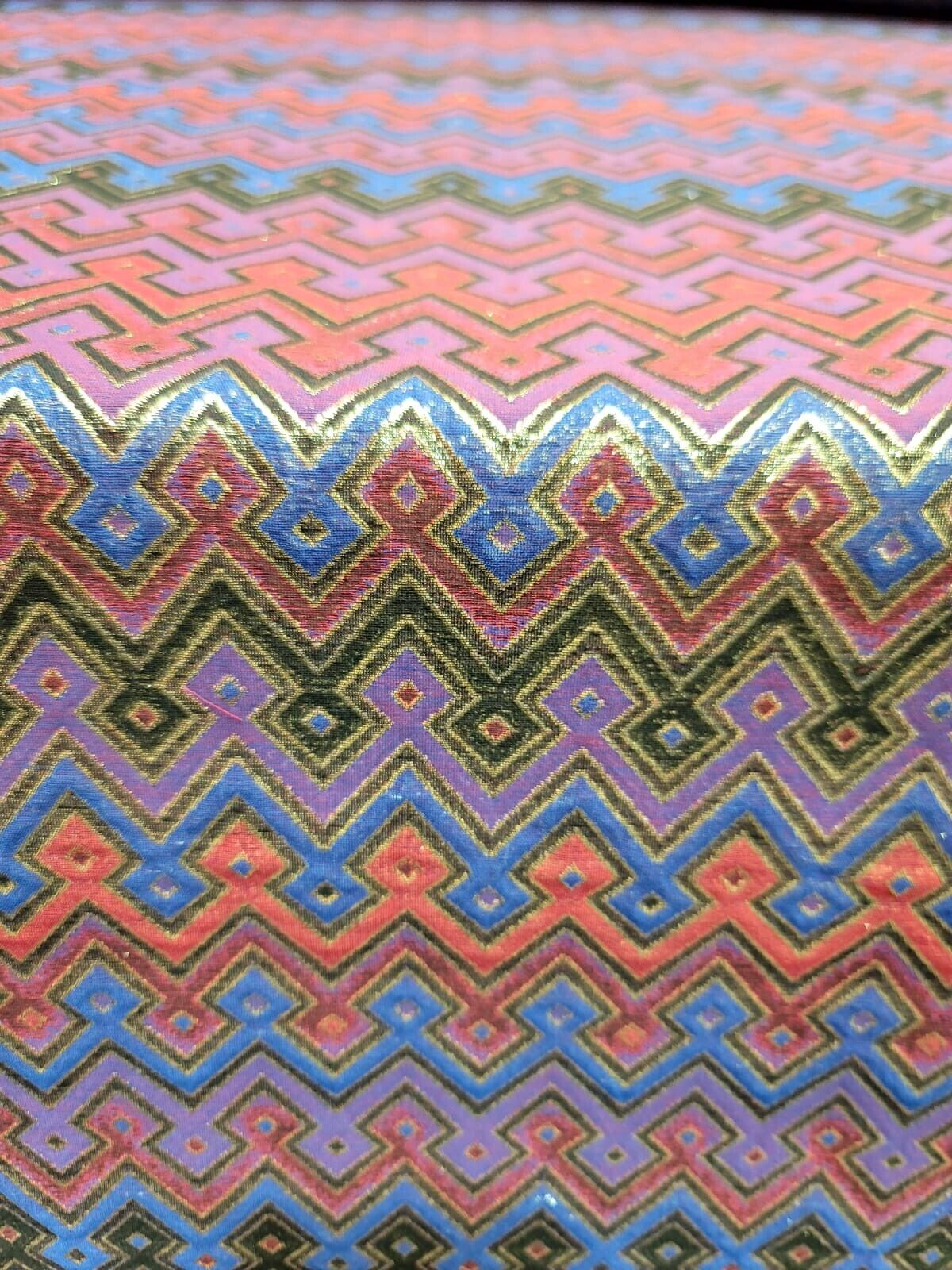 Brocade Jacquard Red Gold Geometric Fabric