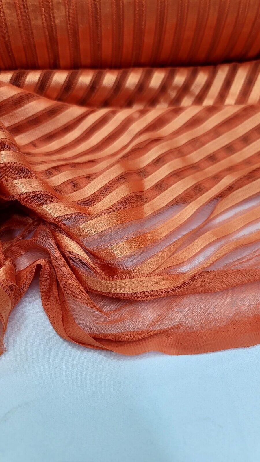 Orange Stretch Lace Fabric
