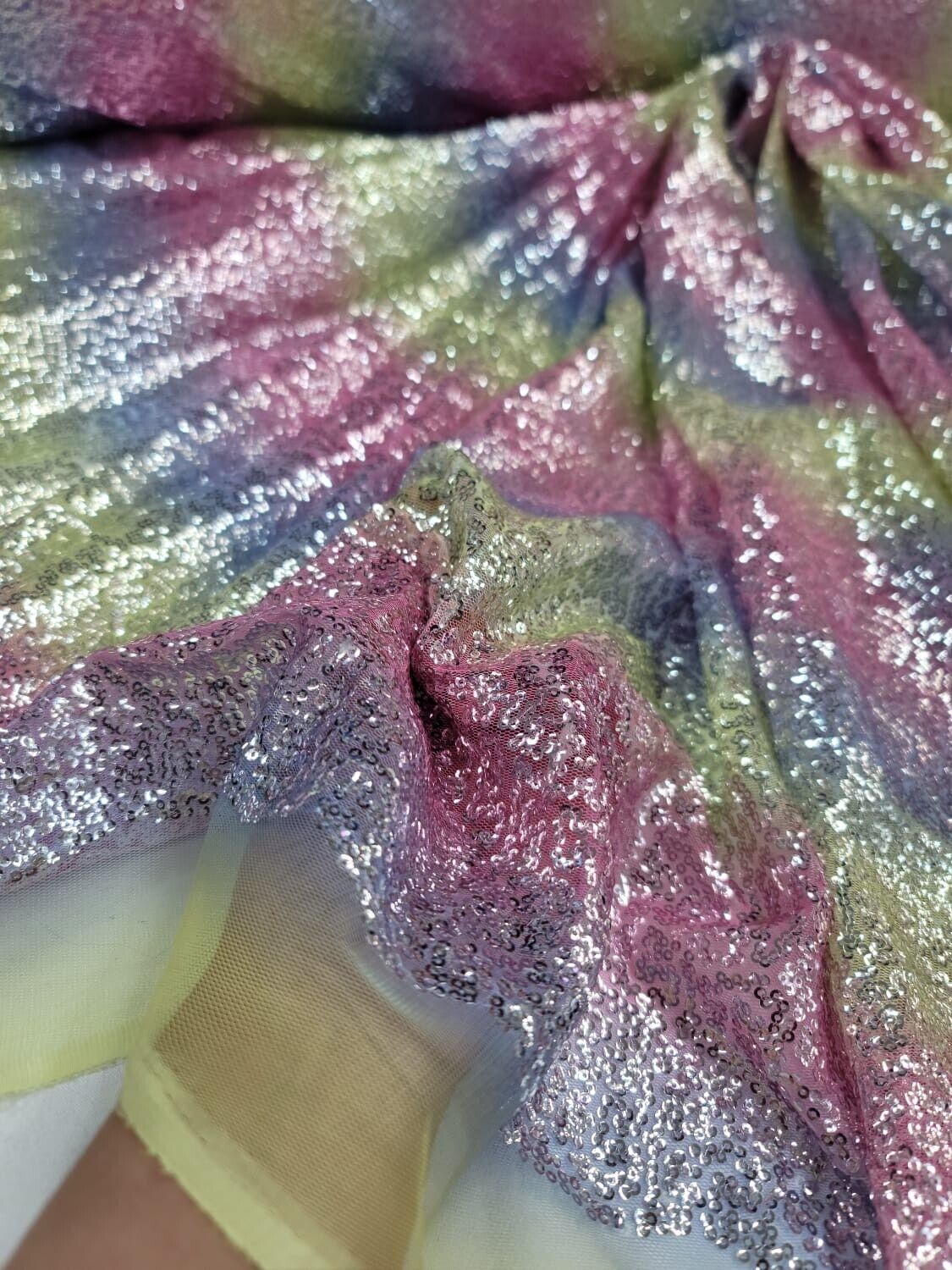 Sequin Fabric Vibrant Rainbow by the Yard