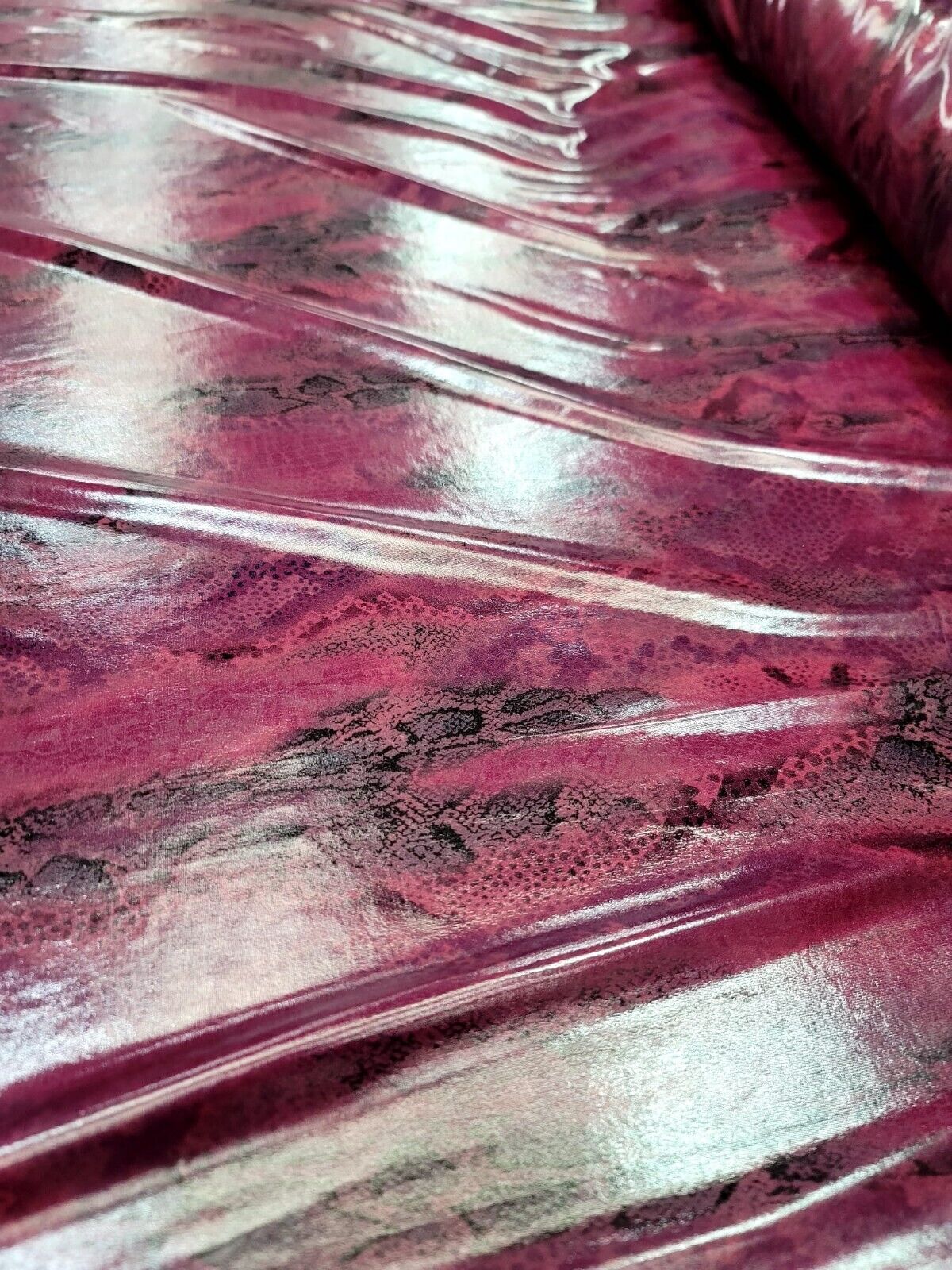 Burgundy Faux Snake Vinyl Fabric