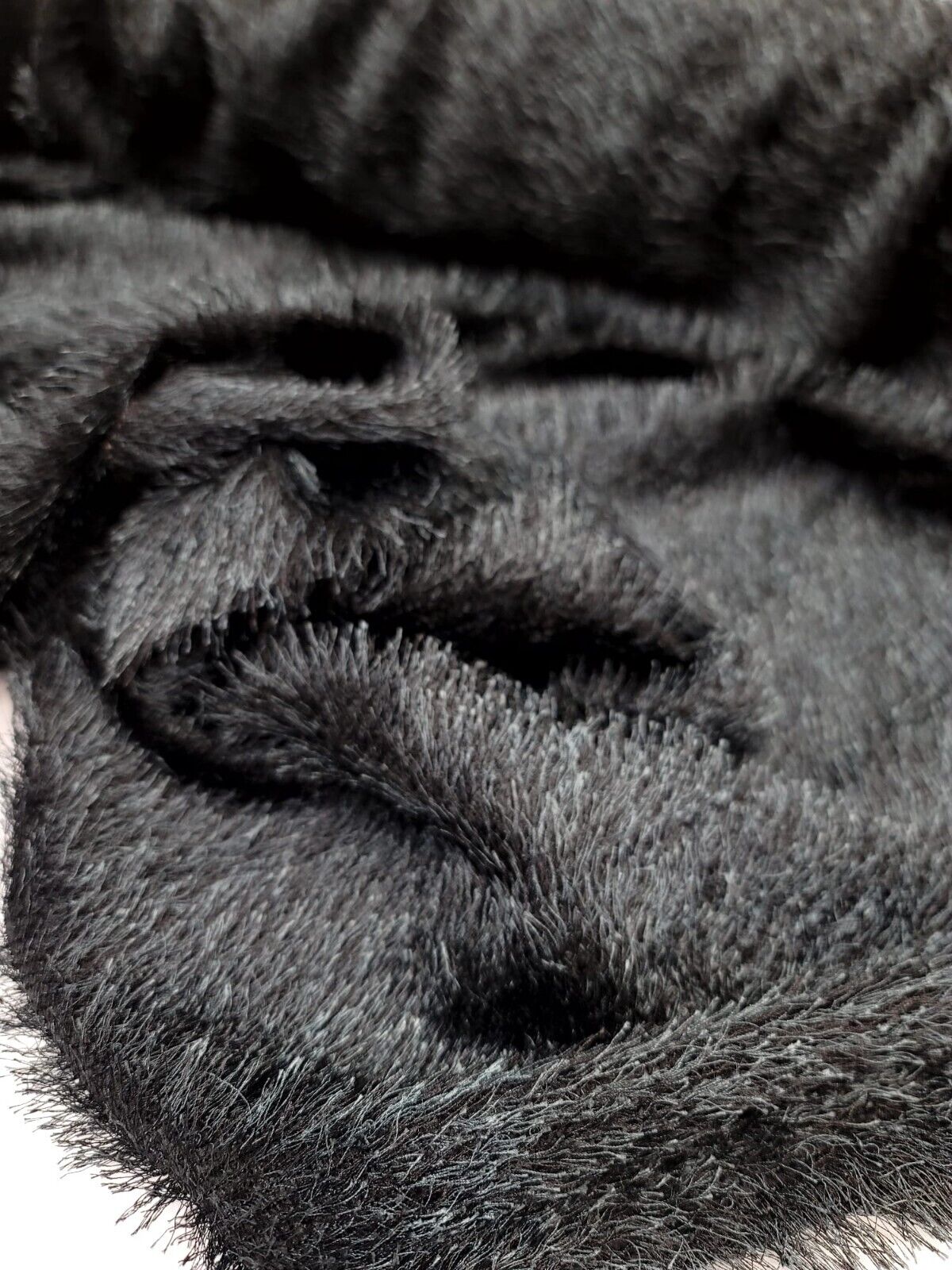 Stretch Faux Shaggy Fabric Eyelash Black Teal
