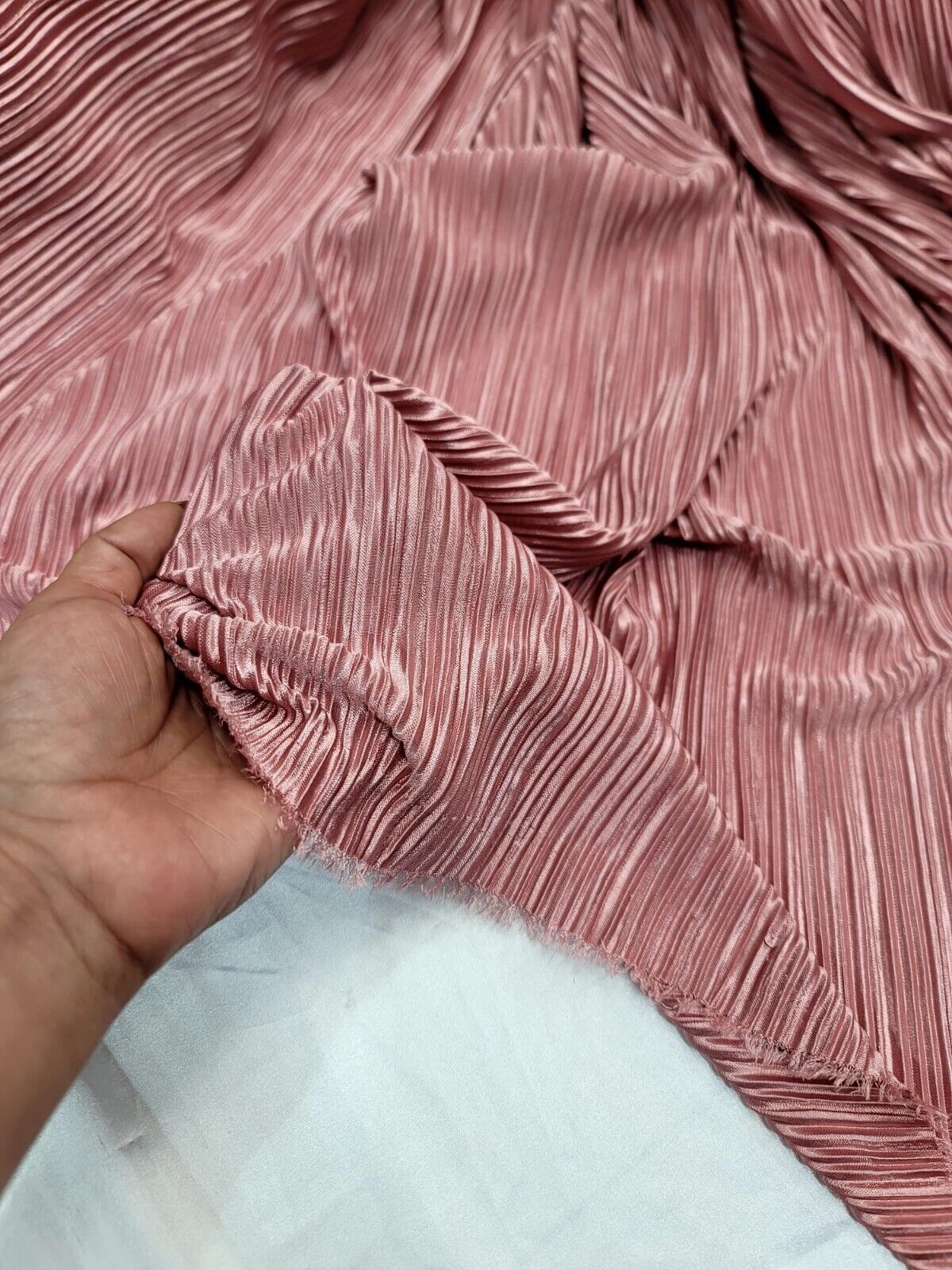 Pleated Stretch Fabric Dusty Rose