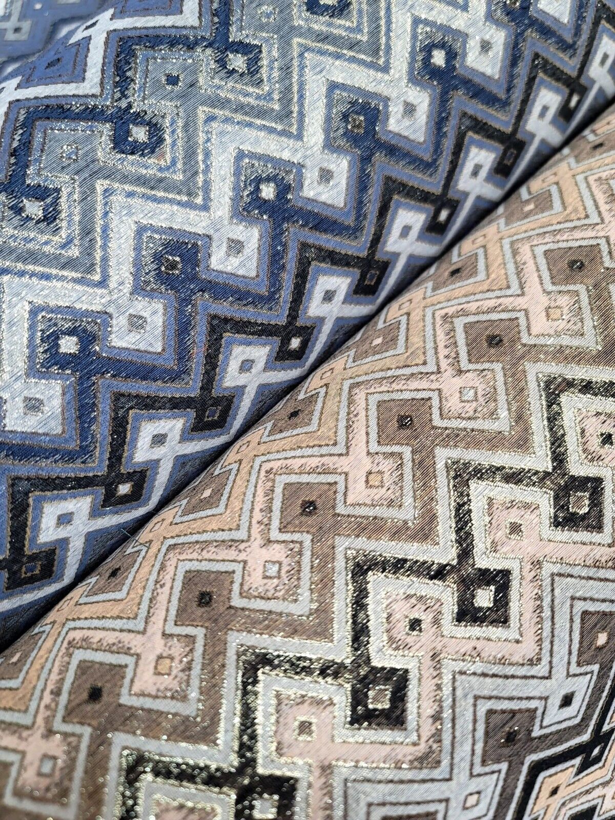 Metallic Brocade Fabric Teal Gold