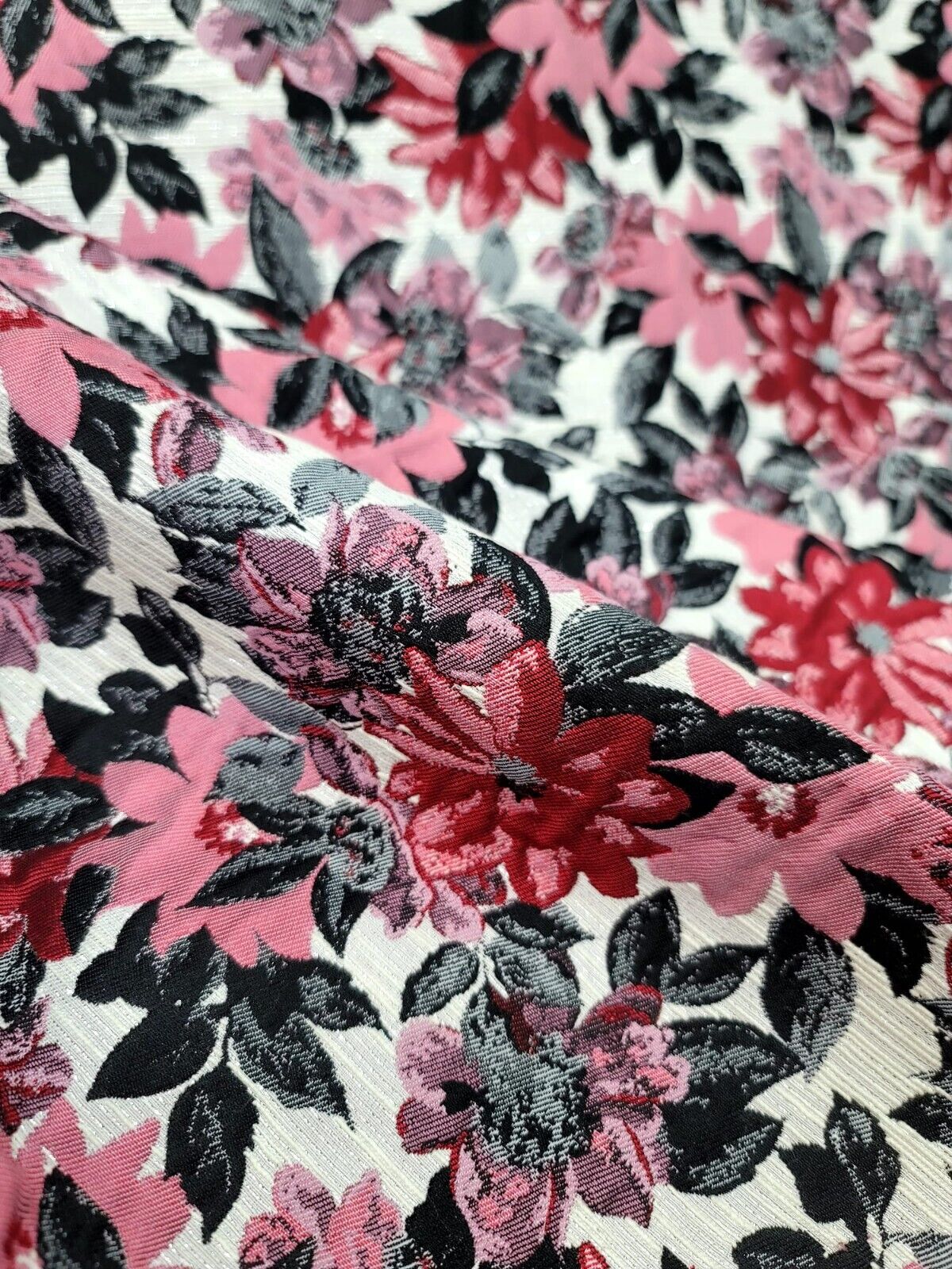 Brocade Jacquard Chenille Floral Mauve Green