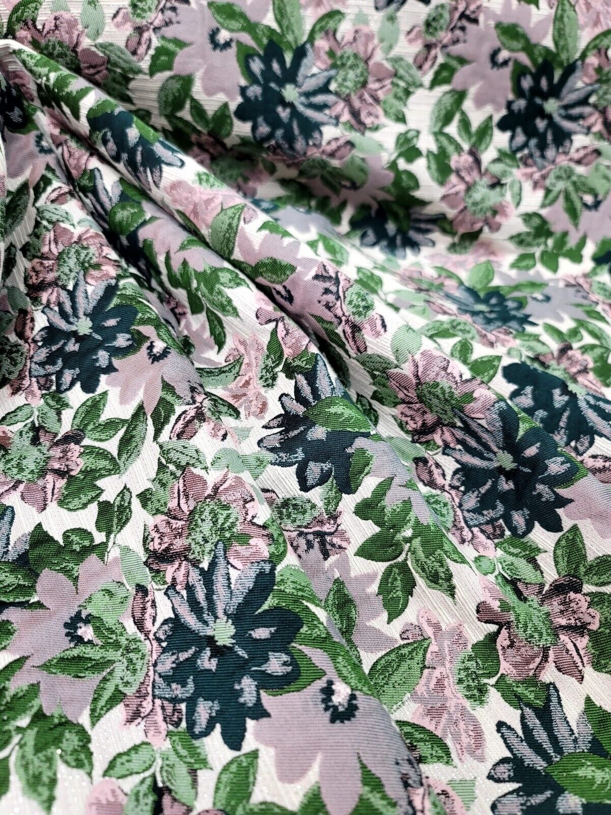 Brocade Jacquard Floral Chenille Fabric Mauve Green