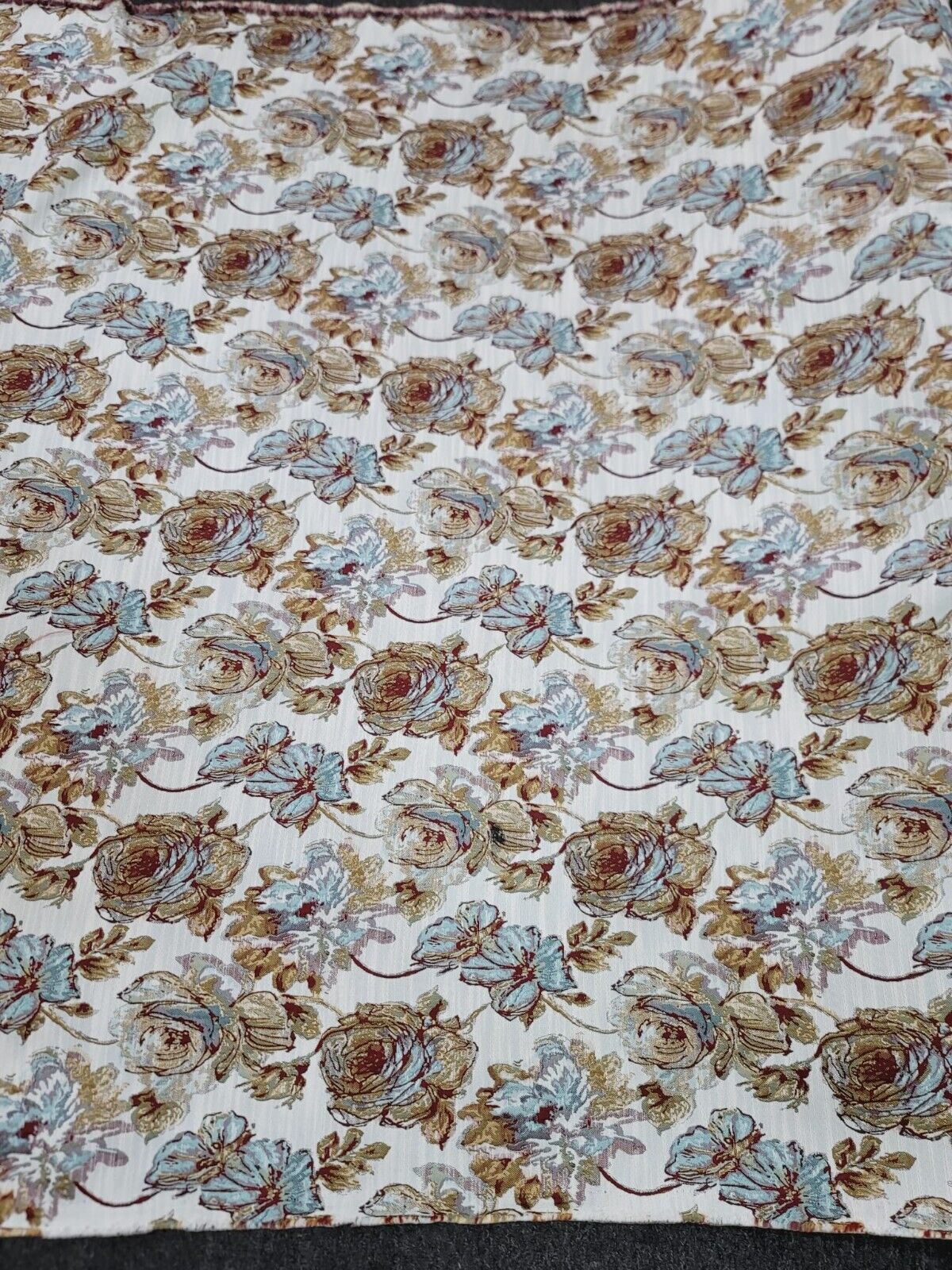 Brocade Chenille Damask Fabric Mint Dark Gold