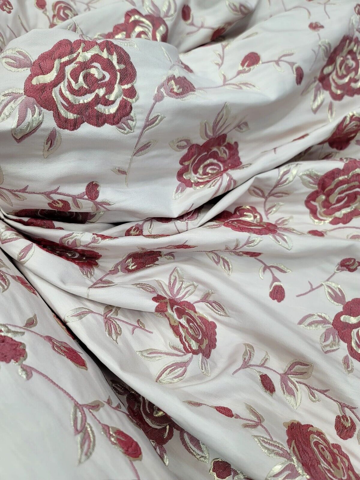 Brocade Jacquard Metallic Floral Fabric