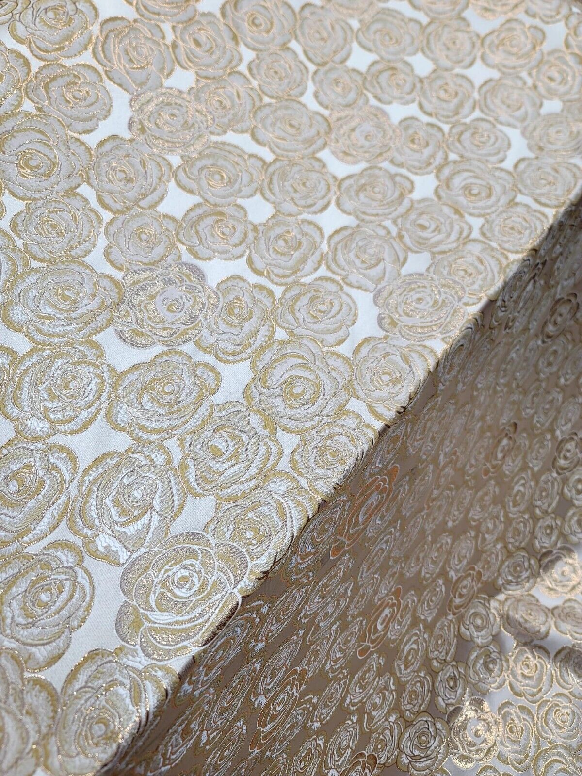 Brocade Jacquard Floral Metallic Beige Gold