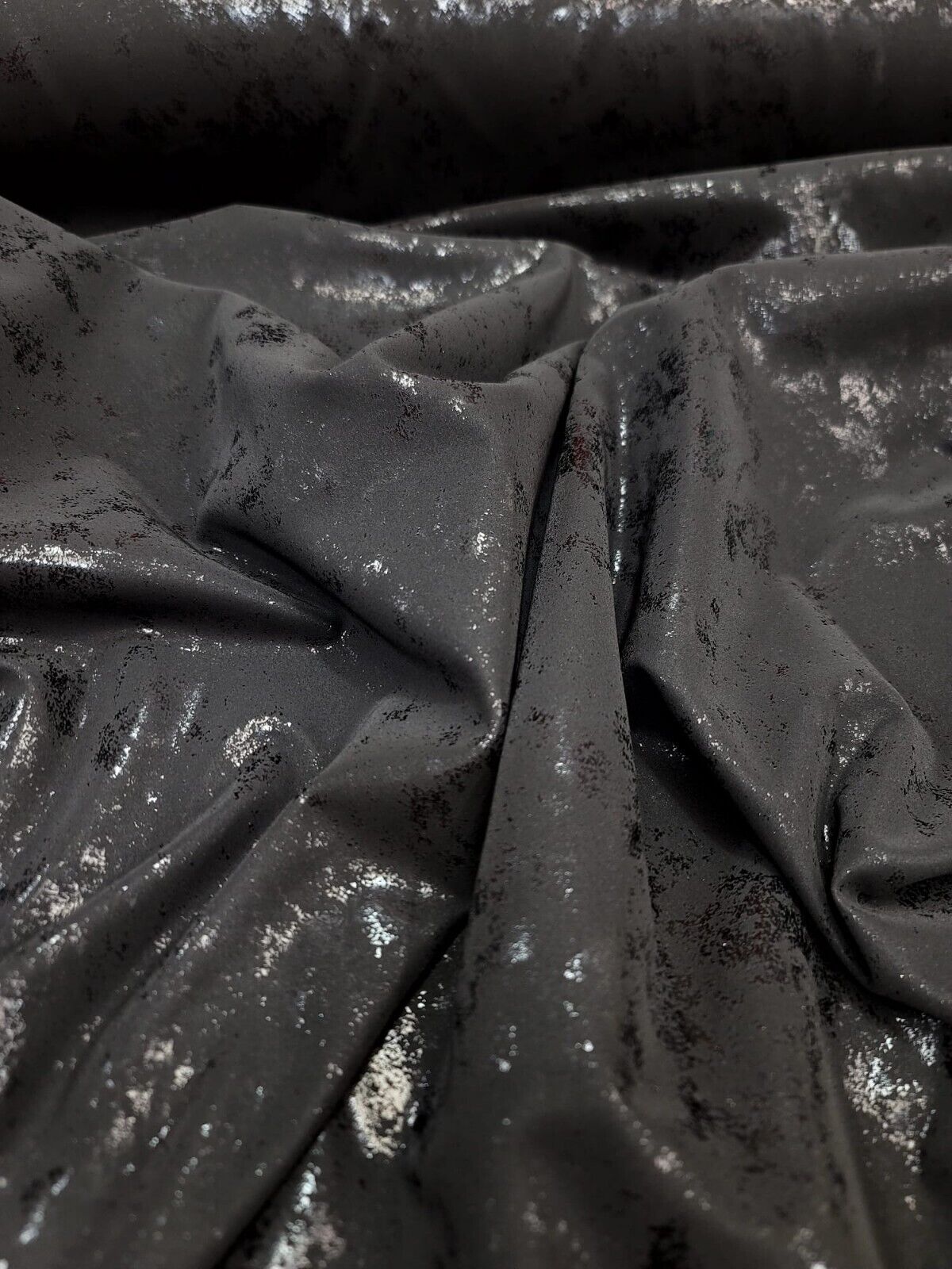 Black Spandex Fabric - Tie Dye Matte Shine