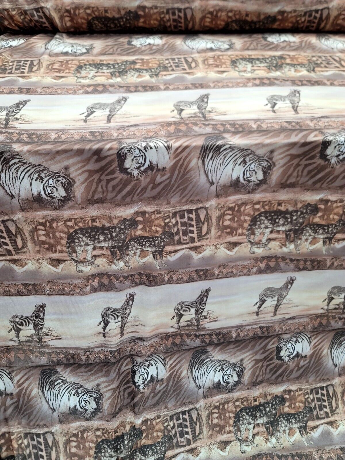 Animal Print Chiffon Fabric Beige Grey Brown
