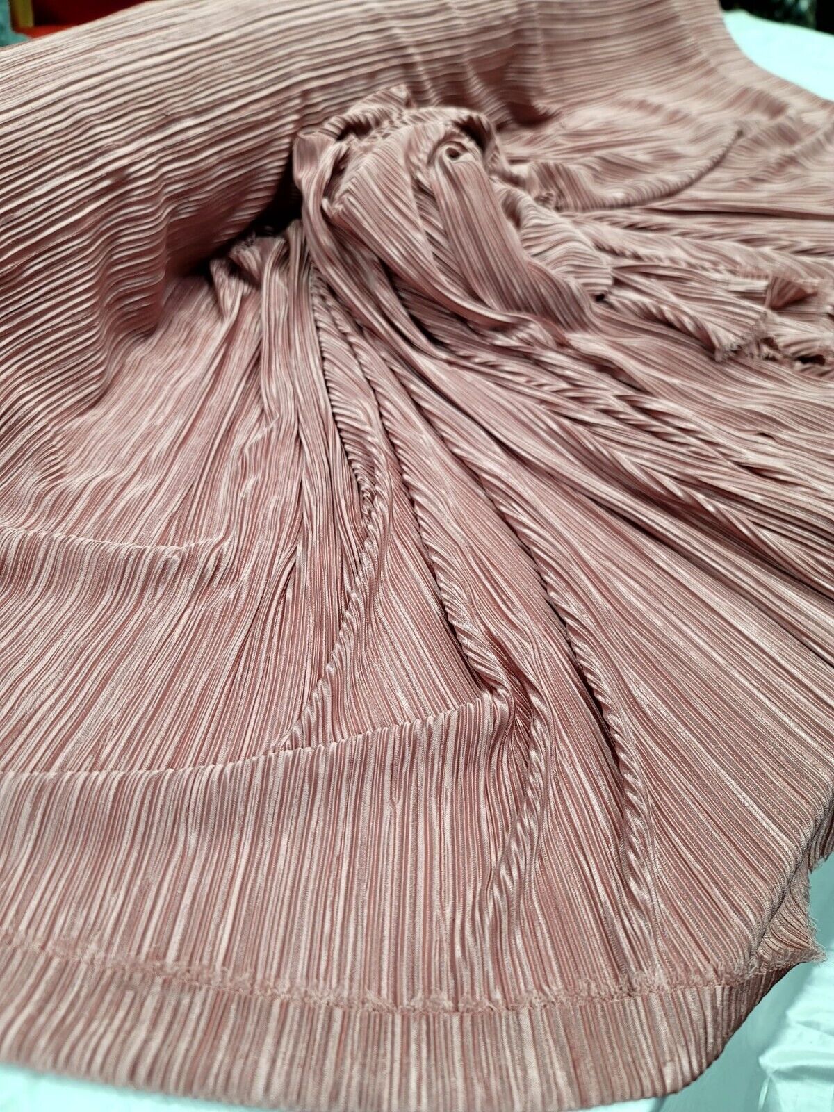 Pleated Stretch Fabric Dusty Rose