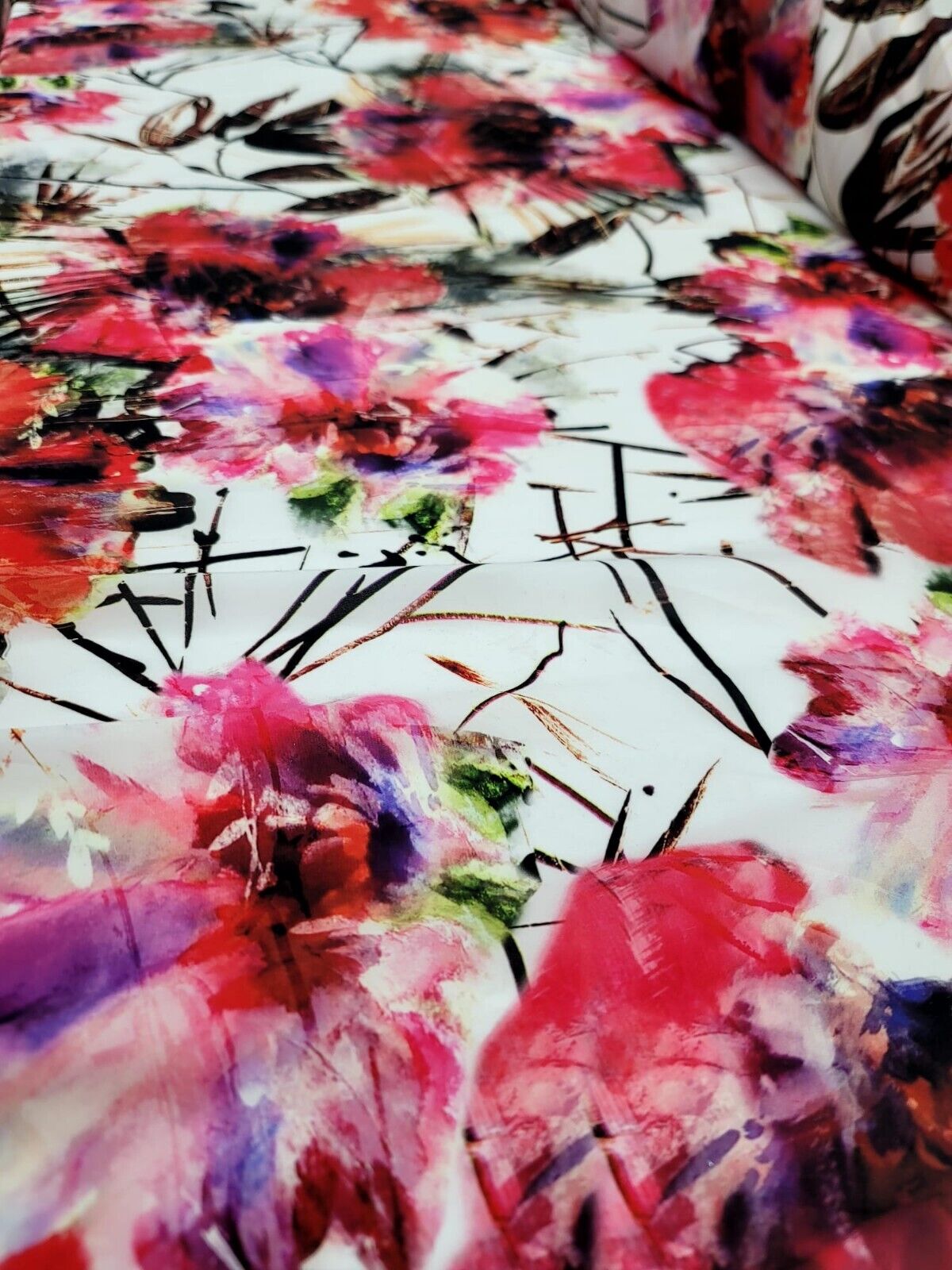 Floral Chiffon Fabric Pink Red Purple
