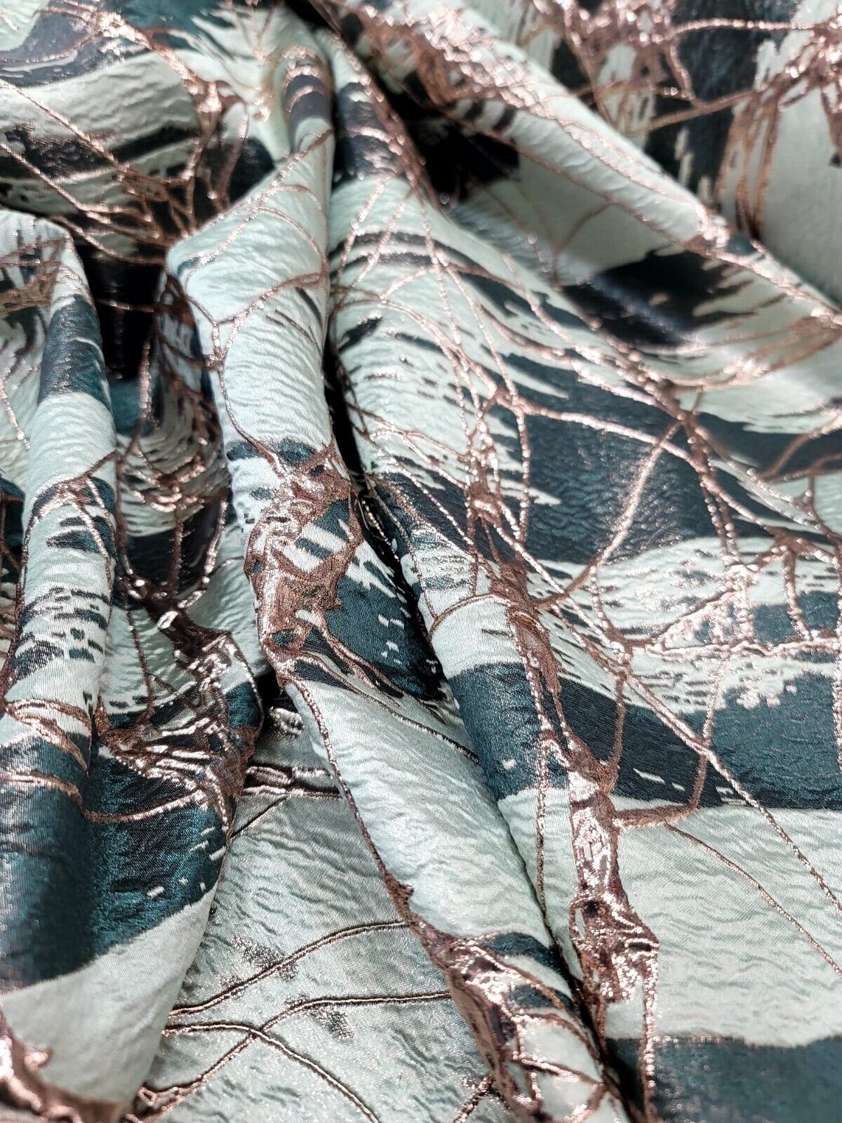 Metallic Brocade Fabric Hunter Green Sage Gold
