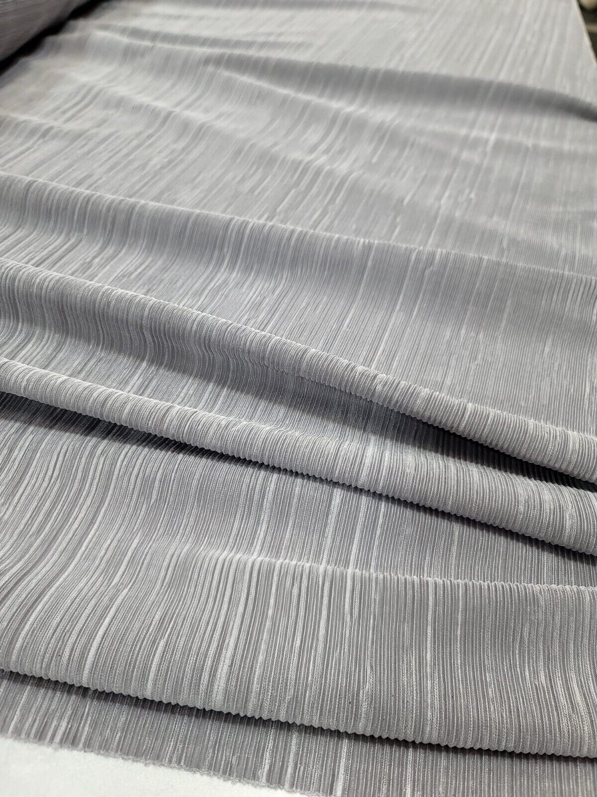Pleated Stretch Fabric Silver Textured