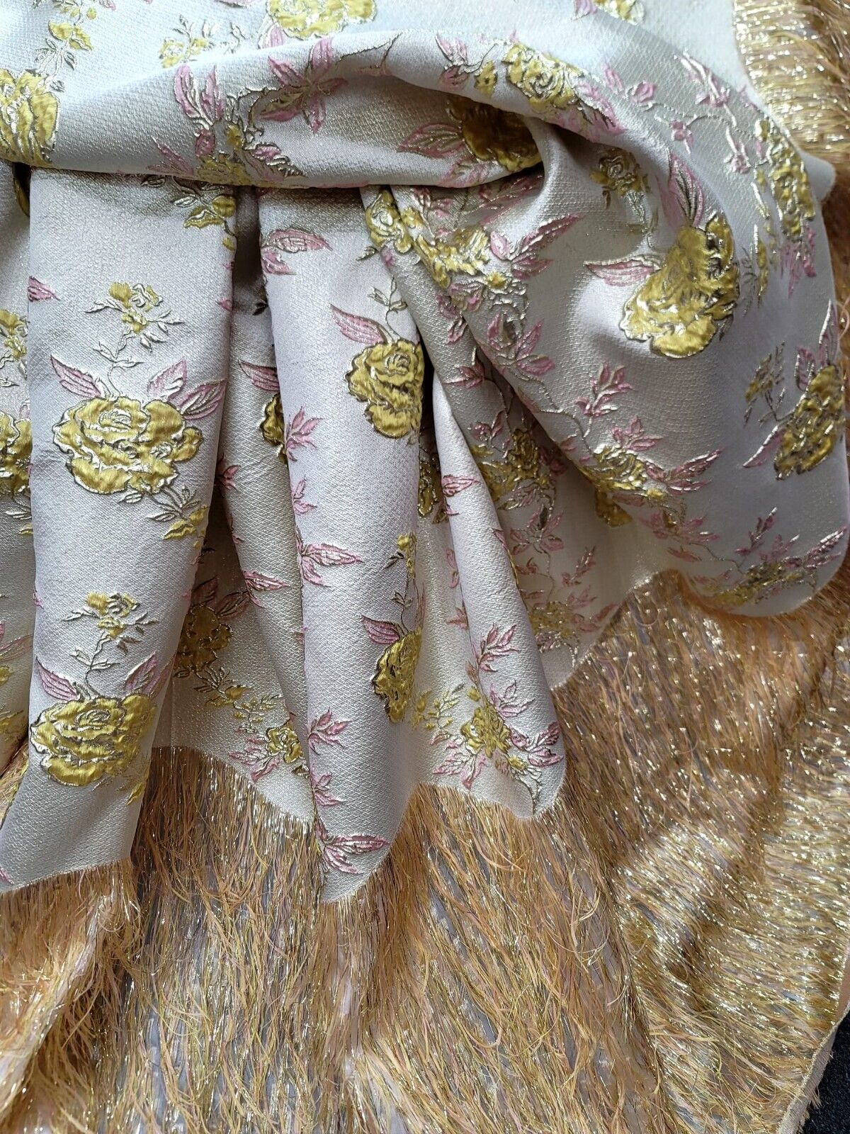 Brocade Jacquard Metallic Yellow Pink Gold