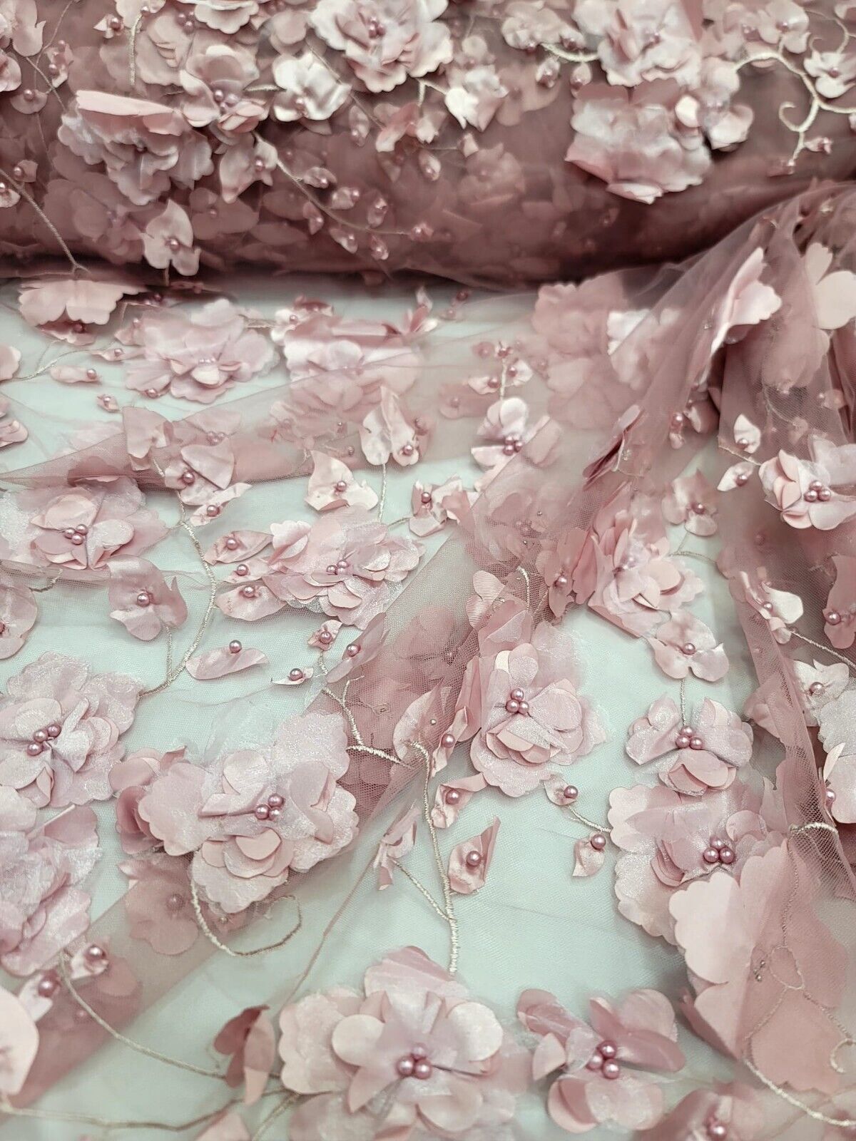3D Floral Lace Dusty Rose