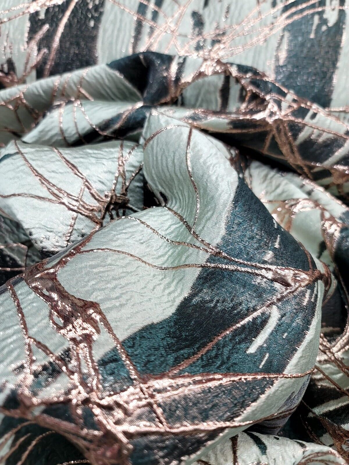 Metallic Brocade Fabric Hunter Green Sage Gold