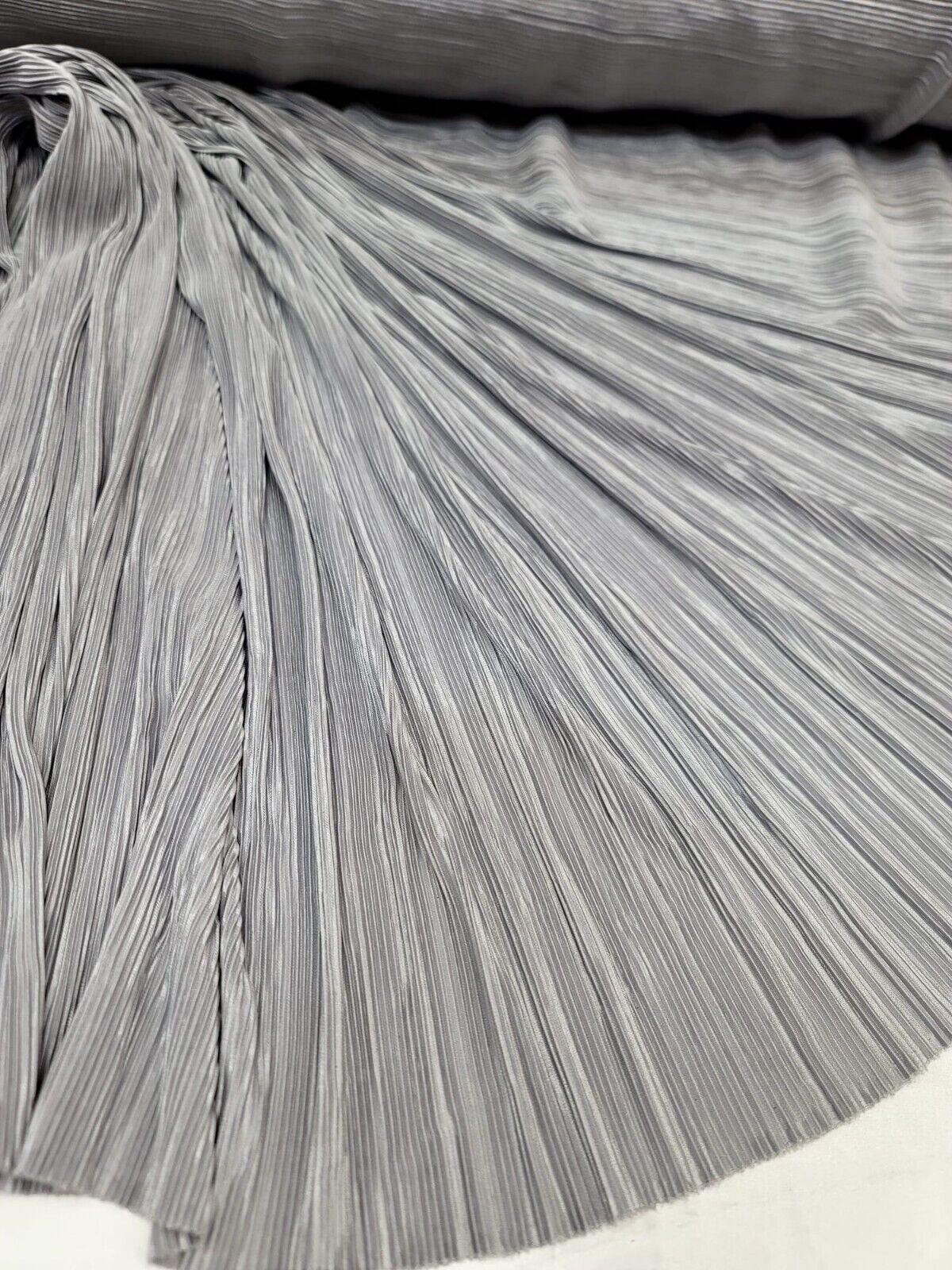 Pleated Stretch Fabric Silver Textured
